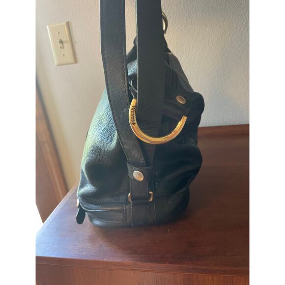 Valentina Italia Black Pebbled Leather Bucket Shoulder Bag - Picture 4 of 13